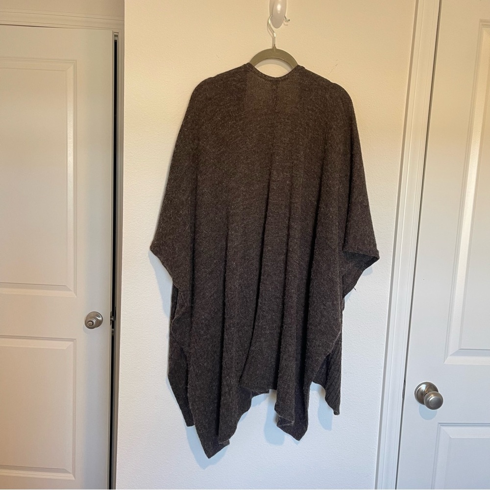 Chicos Wool Blend Poncho Sweater One Size Chocolate Brown Cozy Warm Lagenlook - Picture 13 of 13